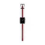 School Spirit Varsity Sports Game Day Football White Cardinal Red Stripe Apple Watch Wrist Band