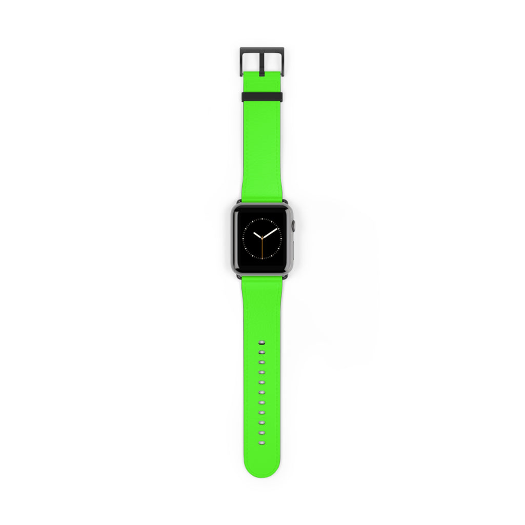 Classic Solid Neon Green Faux Leather Apple Watch Wrist Band