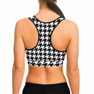 Houndstooth Plaid Sports Bra