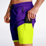 Men's 2-in-1 Plum Lime Performance Gym Shorts