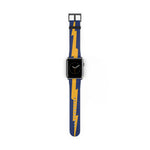 School Spirit Varsity Sports Game Day Football Blue Yellow Flash Lightning Apple Watch Wrist Band