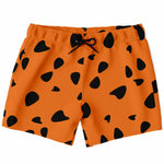 Men's Orange Flintsone Era Caveman Fred Swimsuit Shorts Swim Trunks