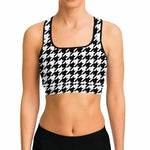 Houndstooth Plaid Sports Bra