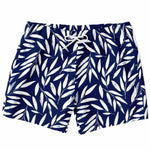 Men's Olive Leaves Blue Swimsuit Shorts Swim Trunks