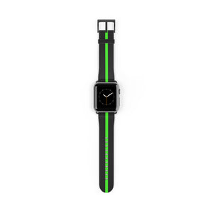 Classic Black Green Single Military Omega Nato Stripe Faux Leather Apple Watch Wrist Band