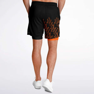 Orange Pinstripe Shorts