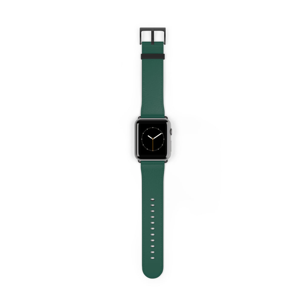 Classic Solid Dark Green Faux Leather Apple Watch Wrist Band