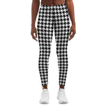 Women's Houndstooth Plaid Pattern Mid-rise Yoga Leggings