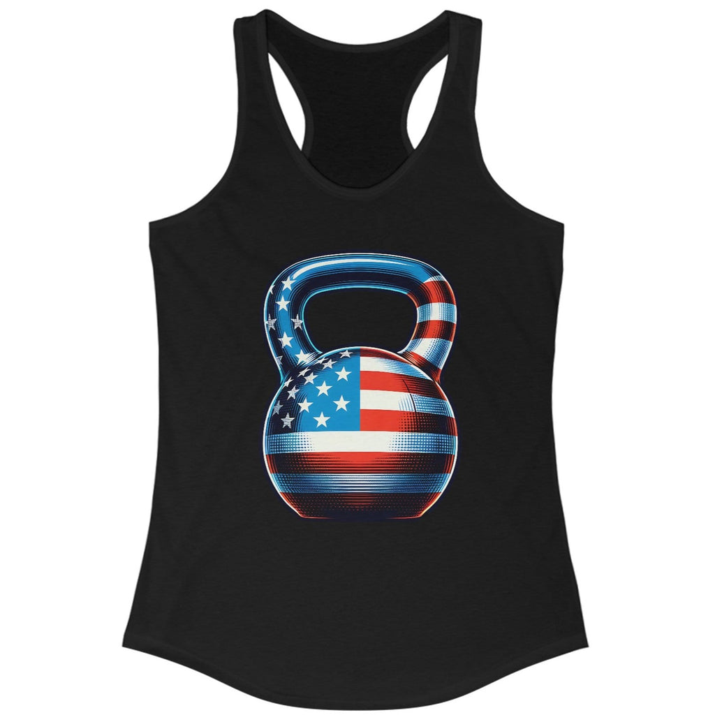 Women's Classic American USA Flag Kettleback Racerback Tank Top