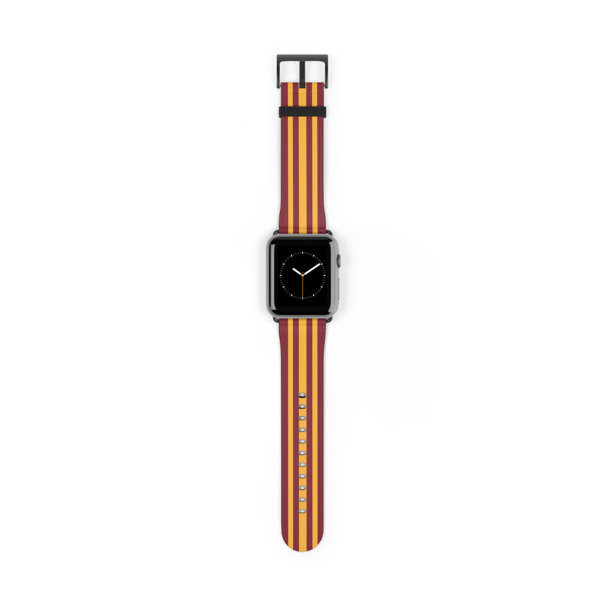 School Spirit Varsity Sports Game Day Football Maroon Yellow Stripes Apple Watch Wrist Band