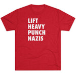 Unisex Lift Heavy Punch Nazis Tri-Blend Crew T-Shirt