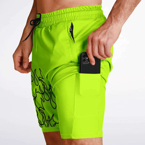 Green Black Pinstripe Shorts