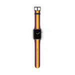 School Spirit Varsity Sports Game Day Dark Maroon Yellow Stripes Apple Watch Wrist Band