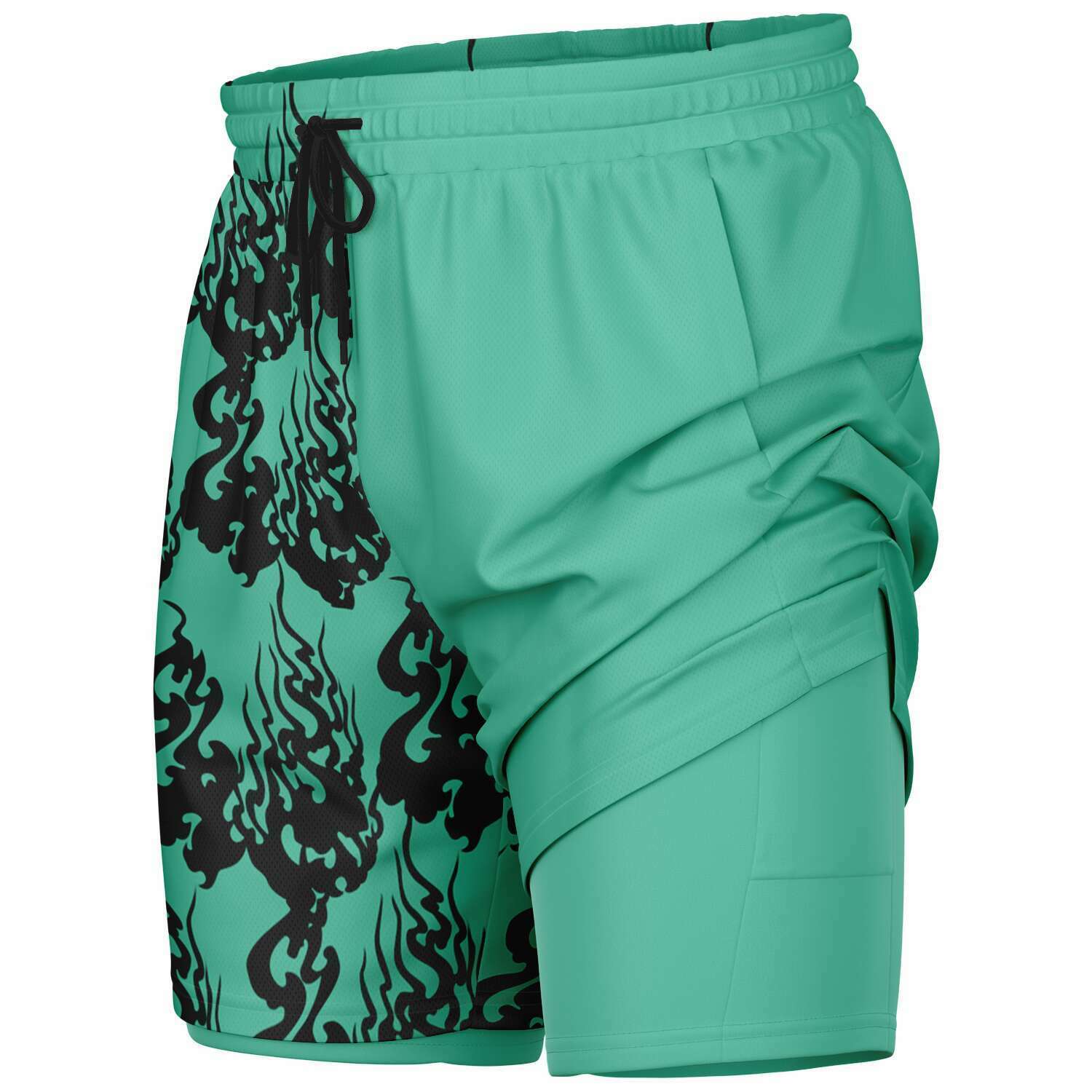 Black Seafoam Green Phantom Ghost Shorts