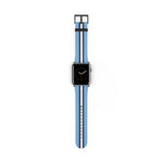 School Spirit Varsity Sports Game Day Football Light Navy Blue White Stripes Apple Watch Wrist Band