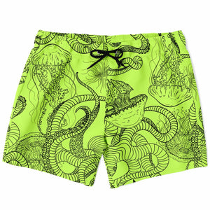 Men's Green Jellyfish Octopus Sea Creatures Swimsuit Shorts Swim Trunks