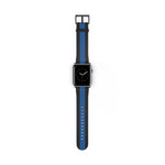 Classic Black Blue Single Wide Military Omega Nato Stripe Faux Leather Apple Watch Wrist Band