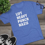 Unisex Lift Heavy Punch Nazis Tri-Blend Crew T-Shirt