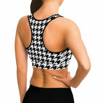 Houndstooth Plaid Sports Bra