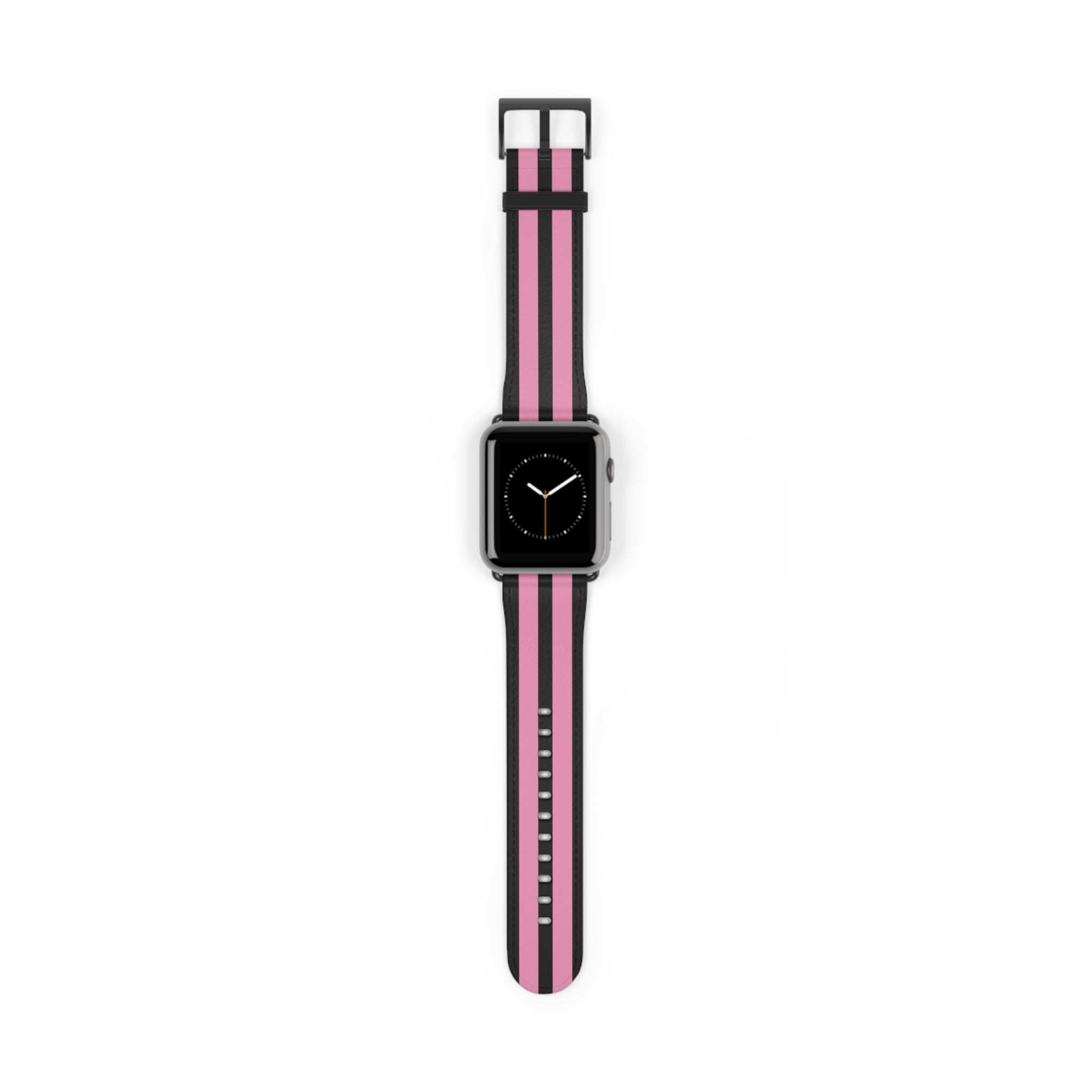 Classic Black Pink Military Omega Nato Stripe Faux Leather Apple Watch Wrist Band