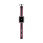 Classic Black Pink Military Omega Nato Stripe Faux Leather Apple Watch Wrist Band