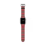 Red Punk Rock Plaid Faux Leather Apple Watch Series Band