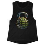 Women's Halos And Hand Grenades Kettlebell Flowy Scoop Muscle Tank Top