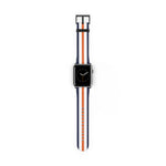 Classic Navy Blue White Orange Military Omega Nato Stripe Faux Leather Apple Watch Wrist Band