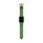 Classic Black Green Military Omega Nato Stripe Faux Leather Apple Watch Wrist Band