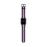 Classic Blue Red Yellow Military Omega Nato Stripe Faux Leather Apple Watch Wrist Band