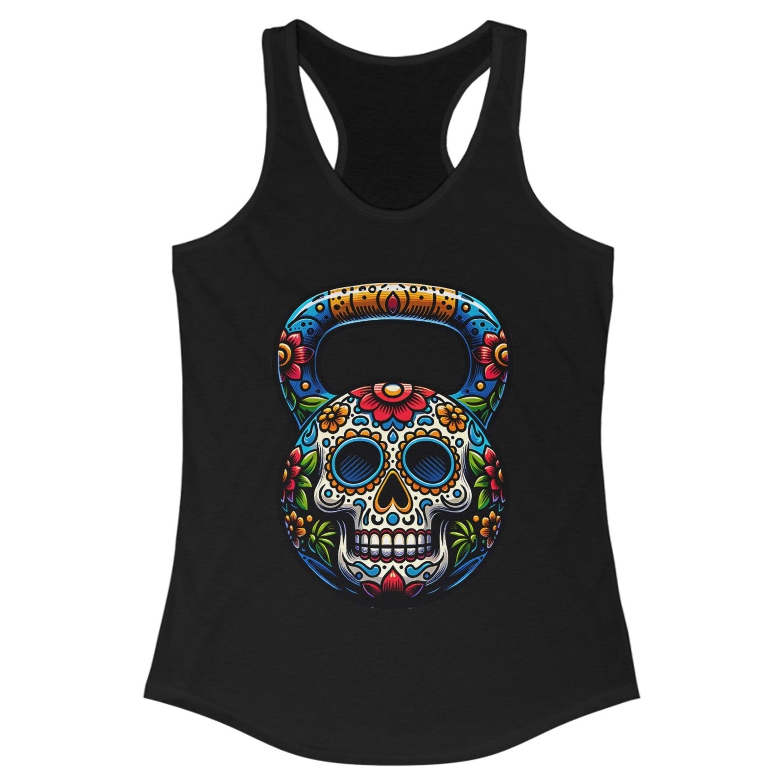 Women's Classic Dia De Los Muertos Sugar Skull Racerback Tank Top