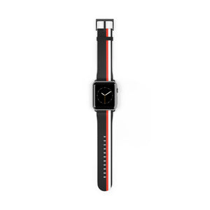 Minimal Black Red United States Luxury Motorsport Racing Supercar NATO Faux Leather Apple Watch Wrist Band