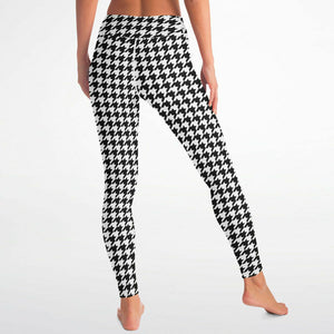 Houndstooth Plaid High-waisted Leggings