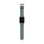 Classic Black Turquoise Orange Military Omega Nato Stripe Faux Leather Apple Watch Wrist Band