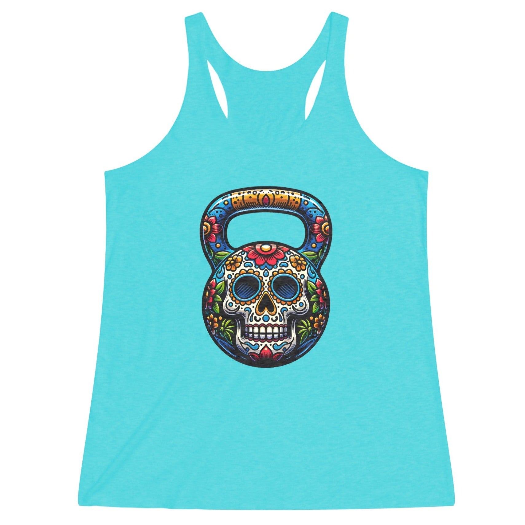 Women's Dia De Los Muertos Sugar Skull Tri-Blend Racerback Tank Top