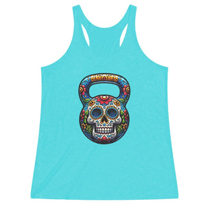 Women's Dia De Los Muertos Sugar Skull Tri-Blend Racerback Tank Top