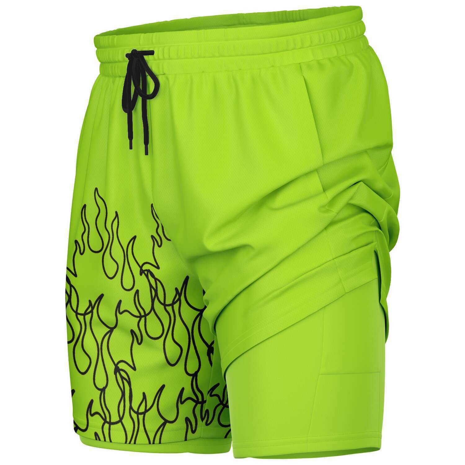 Green Black Pinstripe Shorts
