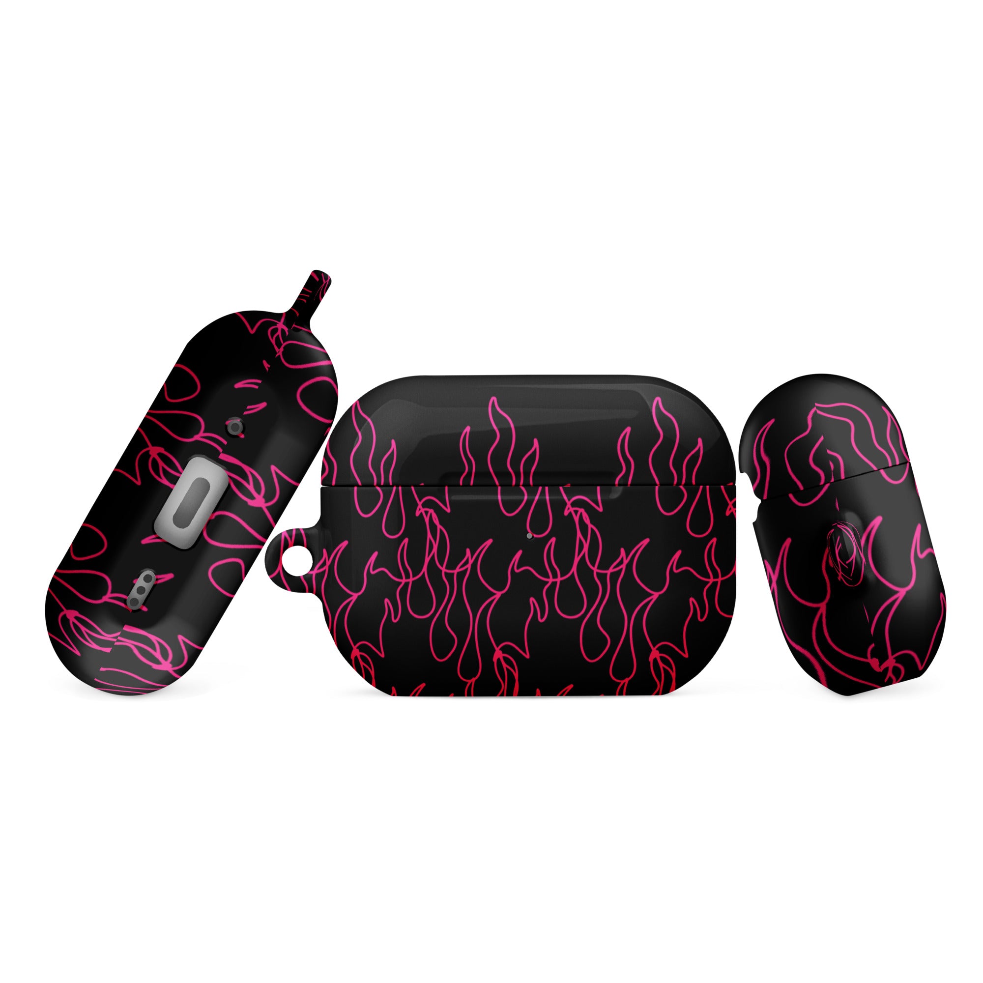 Classic Pink Hot Rod Fire Flames Pinstripe Case for AirPods®