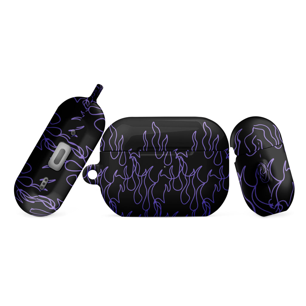 Classic Purple Hot Rod Fire Flames Pinstripe Case for AirPods®