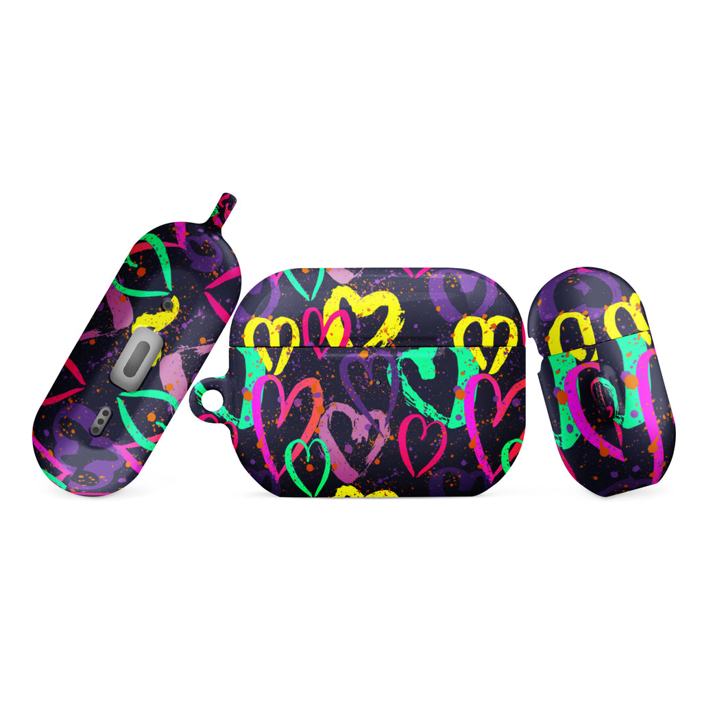 Retro 80s Multicolor Graffiti Hearts Case for AirPods®