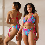 Blue Pink Tiger Stripe Bikini