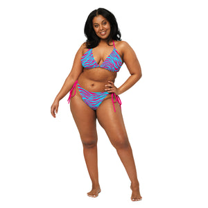 Blue Pink Tiger Stripe Bikini