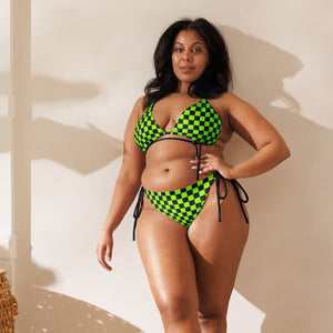 Black Green Checkered Flag Bikini