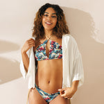 Women’s Blue Red Great Traditional Japanese Great Wave Two-Piece Print Pattern Swimsuit Bikini