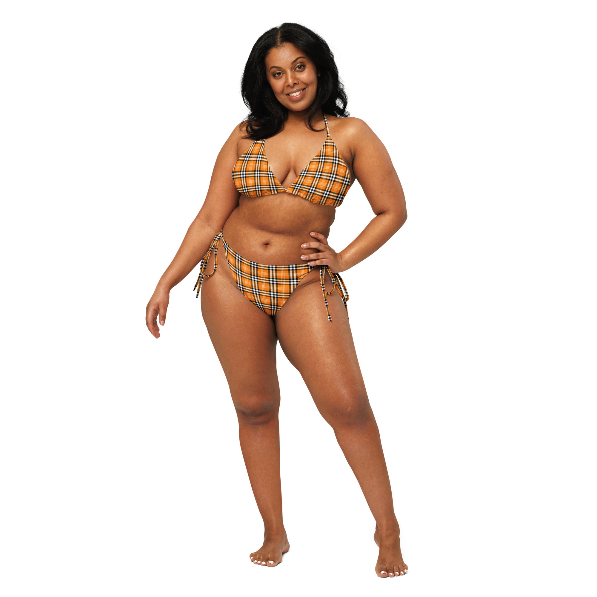 Orange Prep School Plaid Bikini