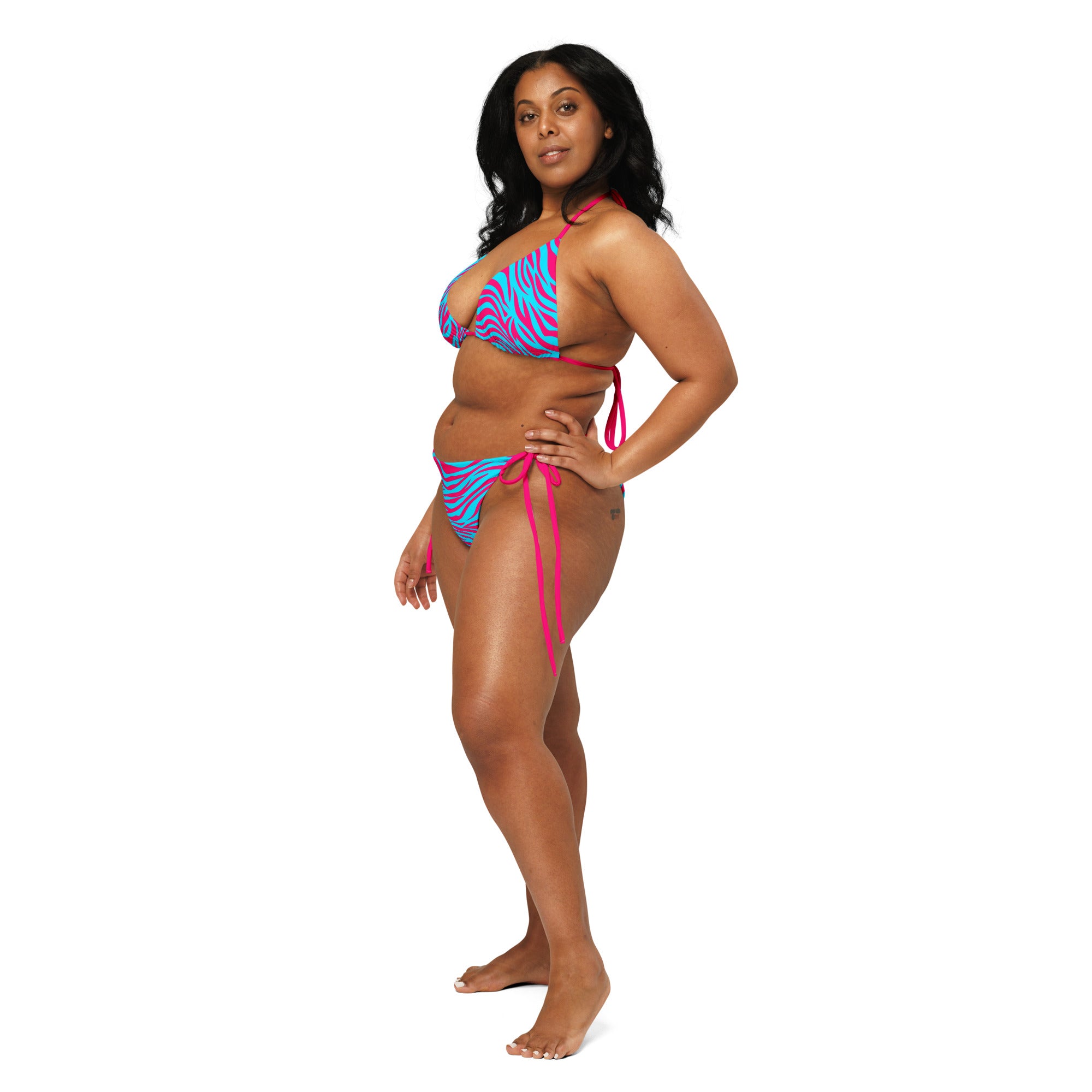 Blue Pink Tiger Stripe Bikini