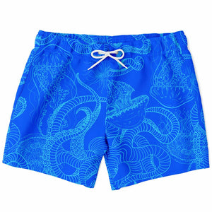 Men's Blue Jellyfish Octopus Sea Creatures Swimsuit Shorts Swim Trunks