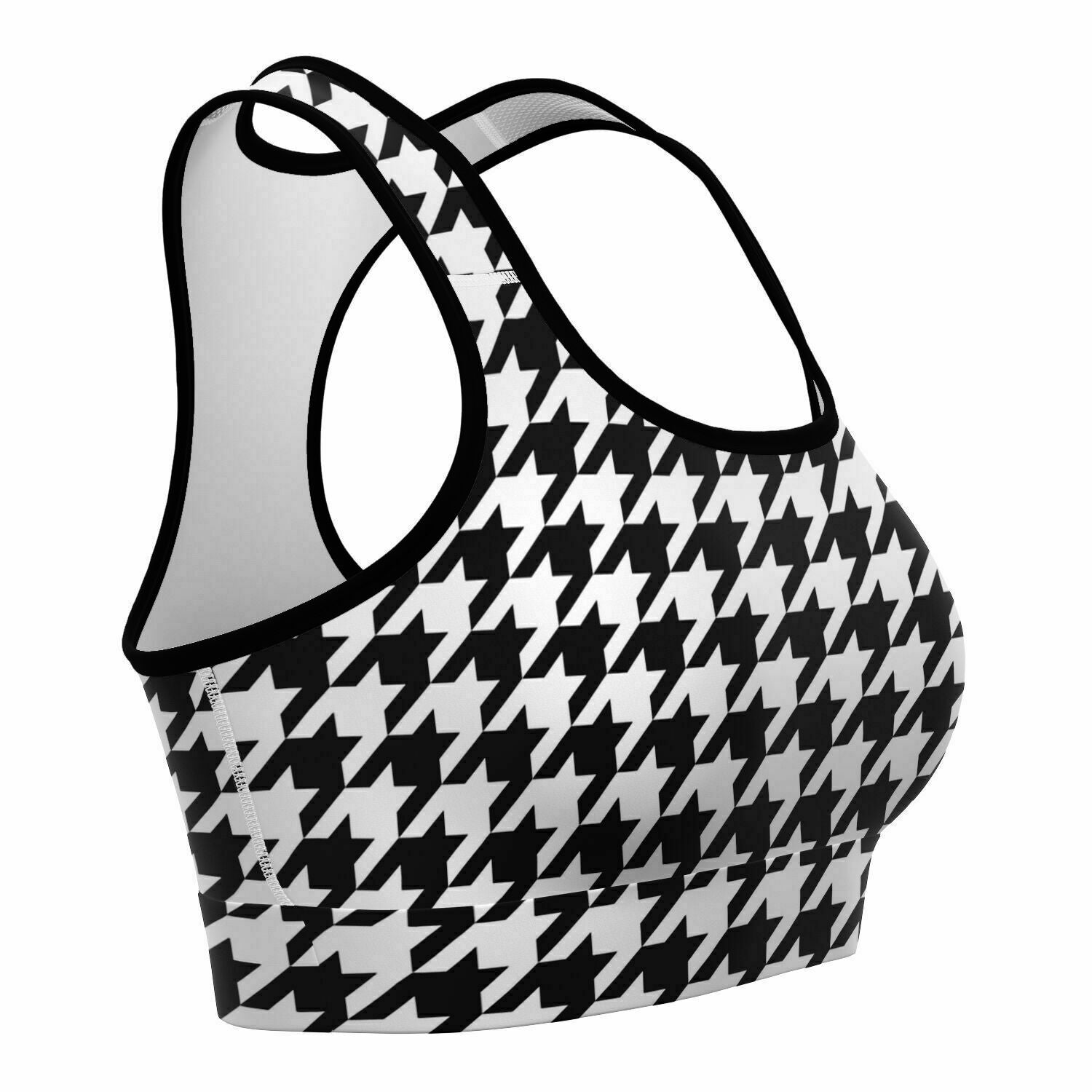 Houndstooth Plaid Sports Bra