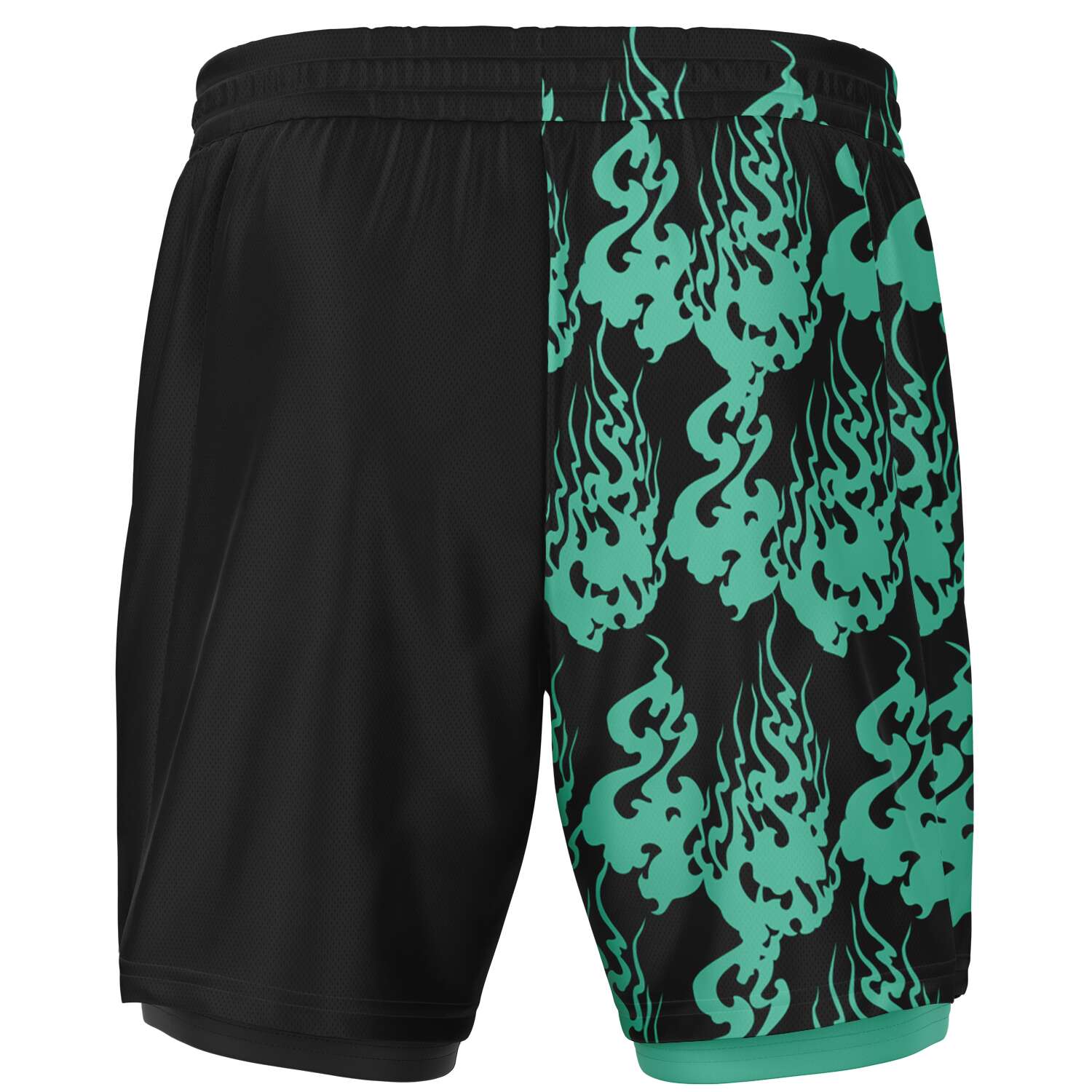 Seafoam Green Black Phantom Ghost Shorts