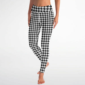 Houndstooth Plaid High-waisted Leggings